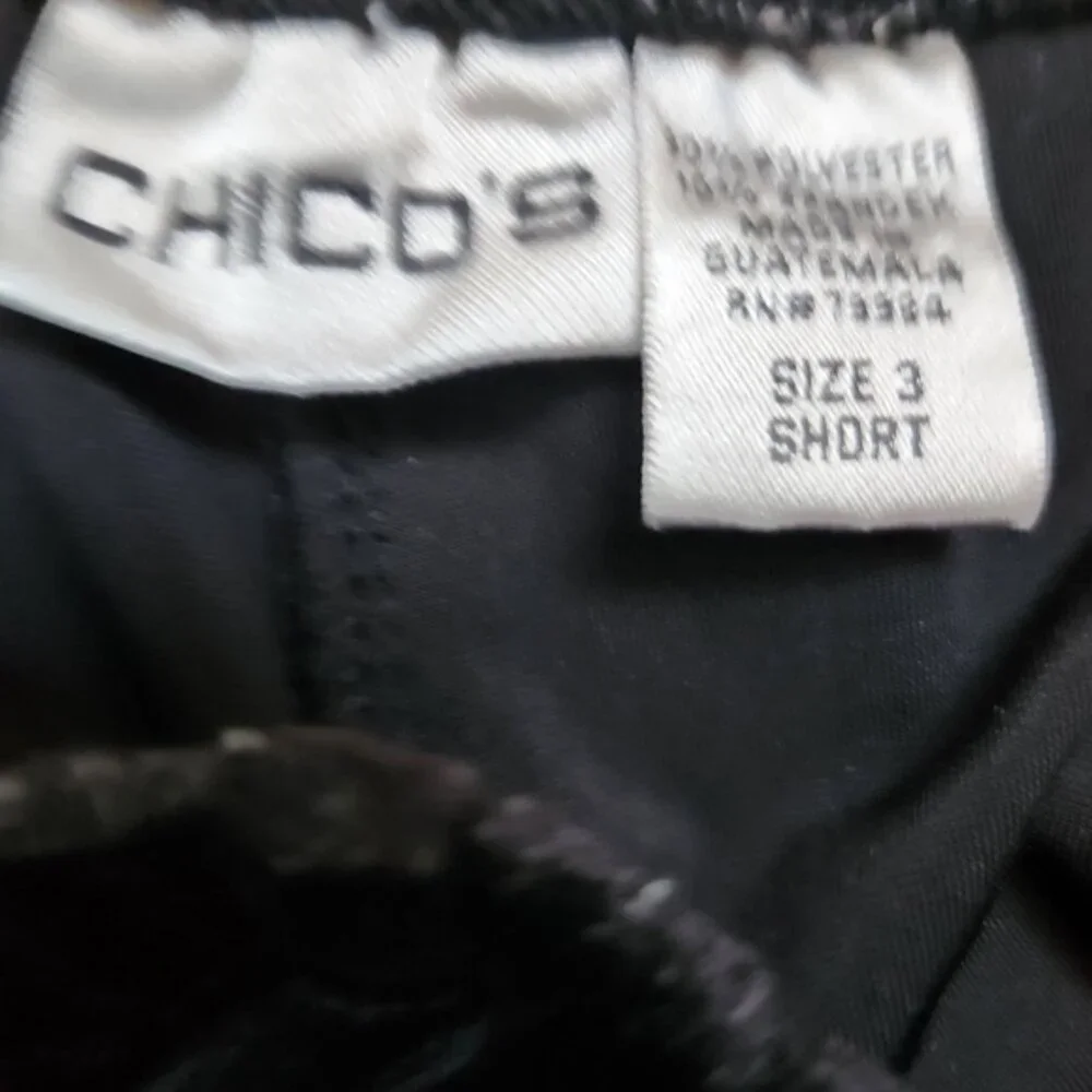 Chico's SZ 3/16S Black Velvet Stretch Knit Wide Leg Elastic Waist Pull On Pants - Picture 11 of 11